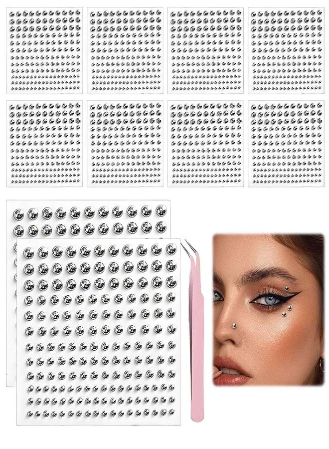 Gaahkai 1650PCS Fake Dermal Piercing Balls, Fake Eyebrow Peircings Stickers for Women Men, 10 Sheets - Image 1